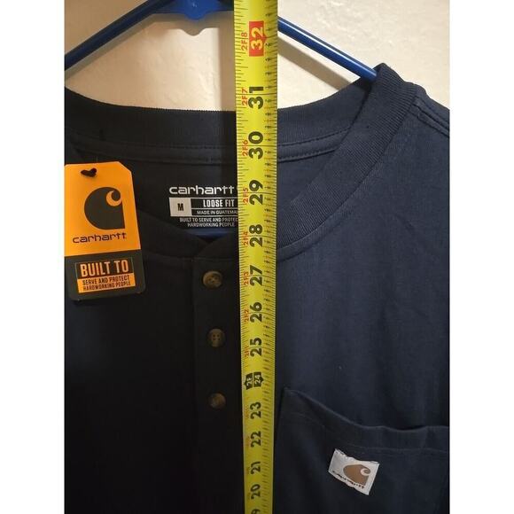 Men’s Carhartt Shirt Navy Size M NWT Buttons Up Front Pocket Henley - Picture 6 of 7
